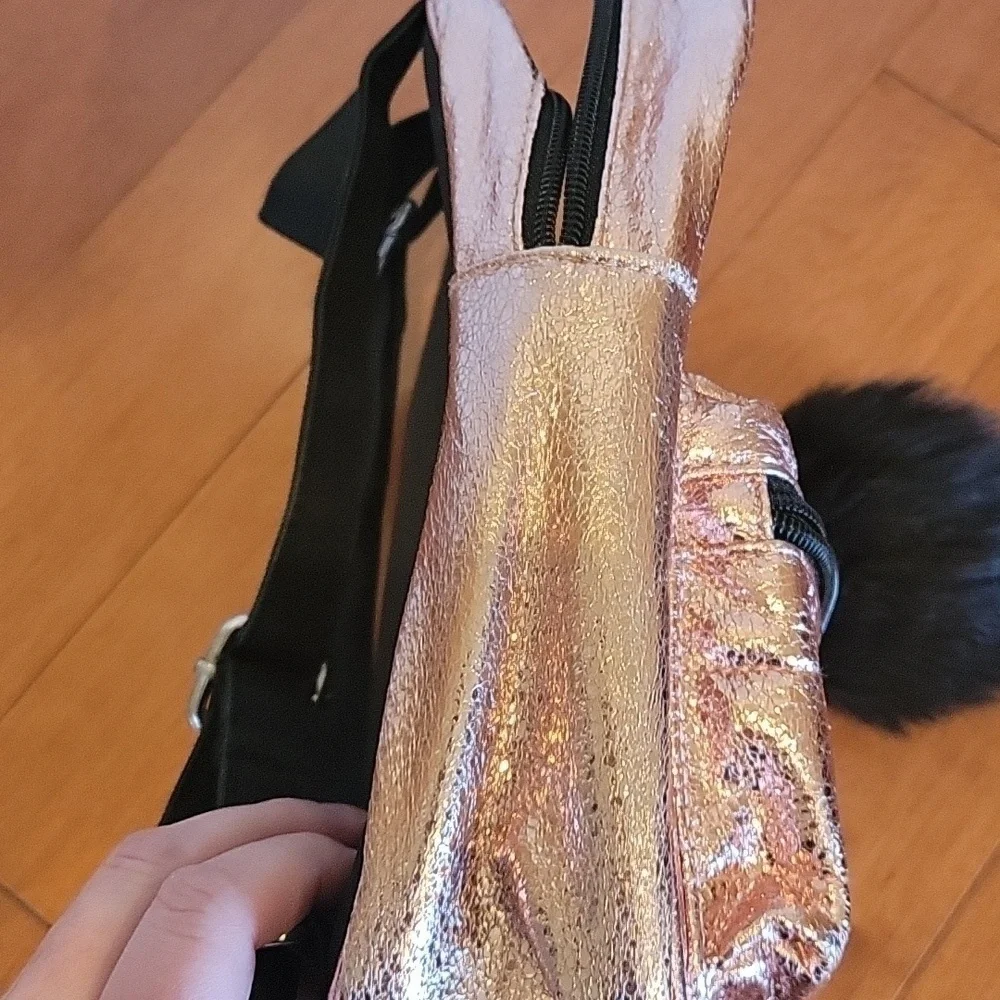 JUSTICE Shimmering Rose Gold Small Backpack